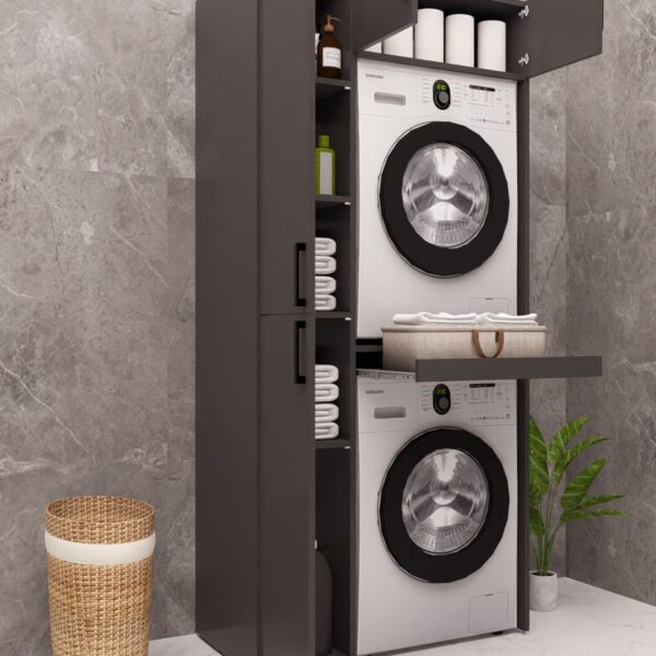 MDF STANDART ÇAMAŞIR MAKİNESİ VE KURUTMA MAKİNESİ DOLABI ANTRASİT DEMİRBAL MOBİLYA