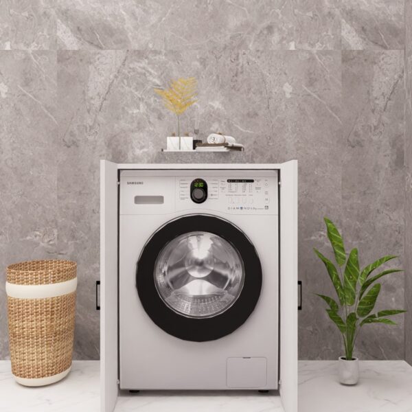 MDF KAPAKLI ÇAMAŞIR MAKİNESİ DOLABI BEYAZ DEMİRBAL MOBİLYA