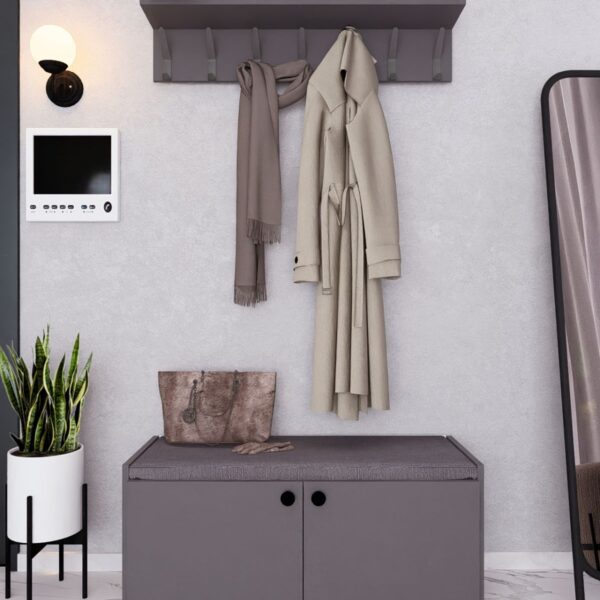 MDF BENCH AYAKKABILIK PORTMANTO ANTRASİT DEMİRBAL MOBİLYA