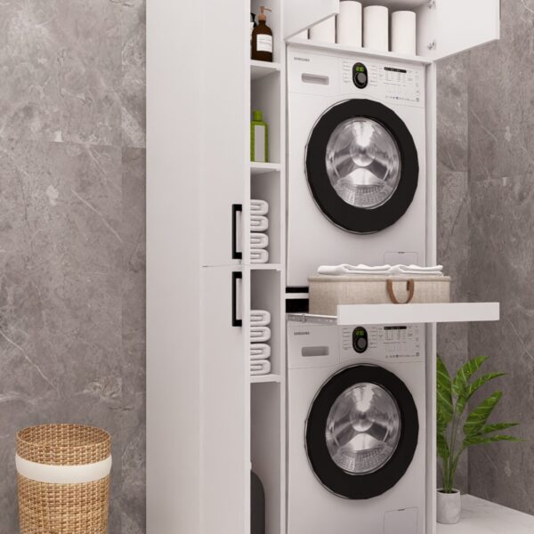 MDF STANDART ÇAMAŞIR MAKİNESİ DOLABI KURUTMA MAKİNESİ DOLABI ÇEKMECELİ BEYAZ DEMİRBAL MOBİLYA