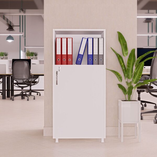MDF YARIM KİLİTLİ OFİS DOLABI BEYAZ DEMİRBAL MOBİLYA