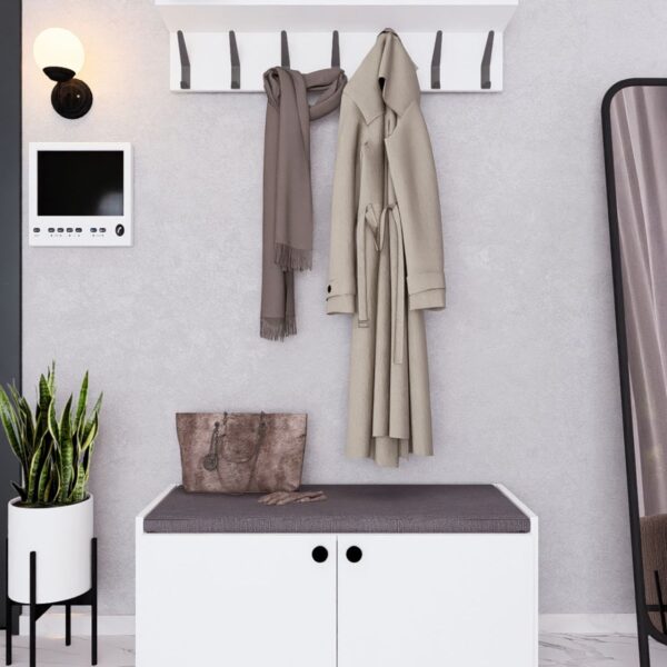 MDF BENCH AYAKKABILIK PORTMANTO BEYAZ DEMİRBAL MOBİLYA