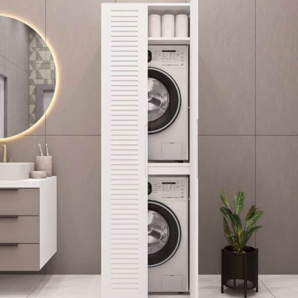 LAKE PANJUR KAPAK MDF ÇAMAŞIR VE KURUTMA MAKİNESİ DOLABI ÇEKMECELİ 210 KAPAKLI BEYAZ DEMİRBAL MOBİLYA