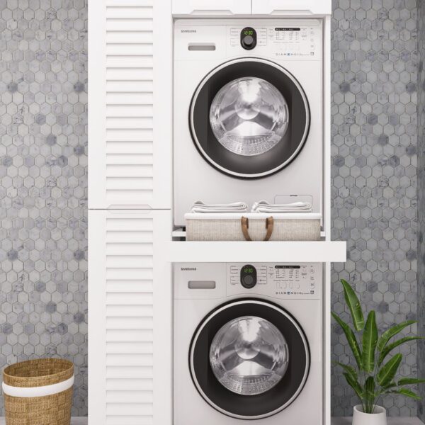 LAKE PANJUR KAPAK STANDART MDF ÇAMAŞIR MAKİNESİ VE KURUTMA MAKİNESİ DOLABI BEYAZ DEMİRBAL MOBİLYA