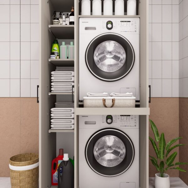 MDF STANDART KAPAKLI ÇAMAŞIR MAKİNESİ VE KURUTMA MAKİNESİ DOLABI ÇEKMECELİ KUMTAŞI KUMBEJİ DEMİRBAL MOBİLYA